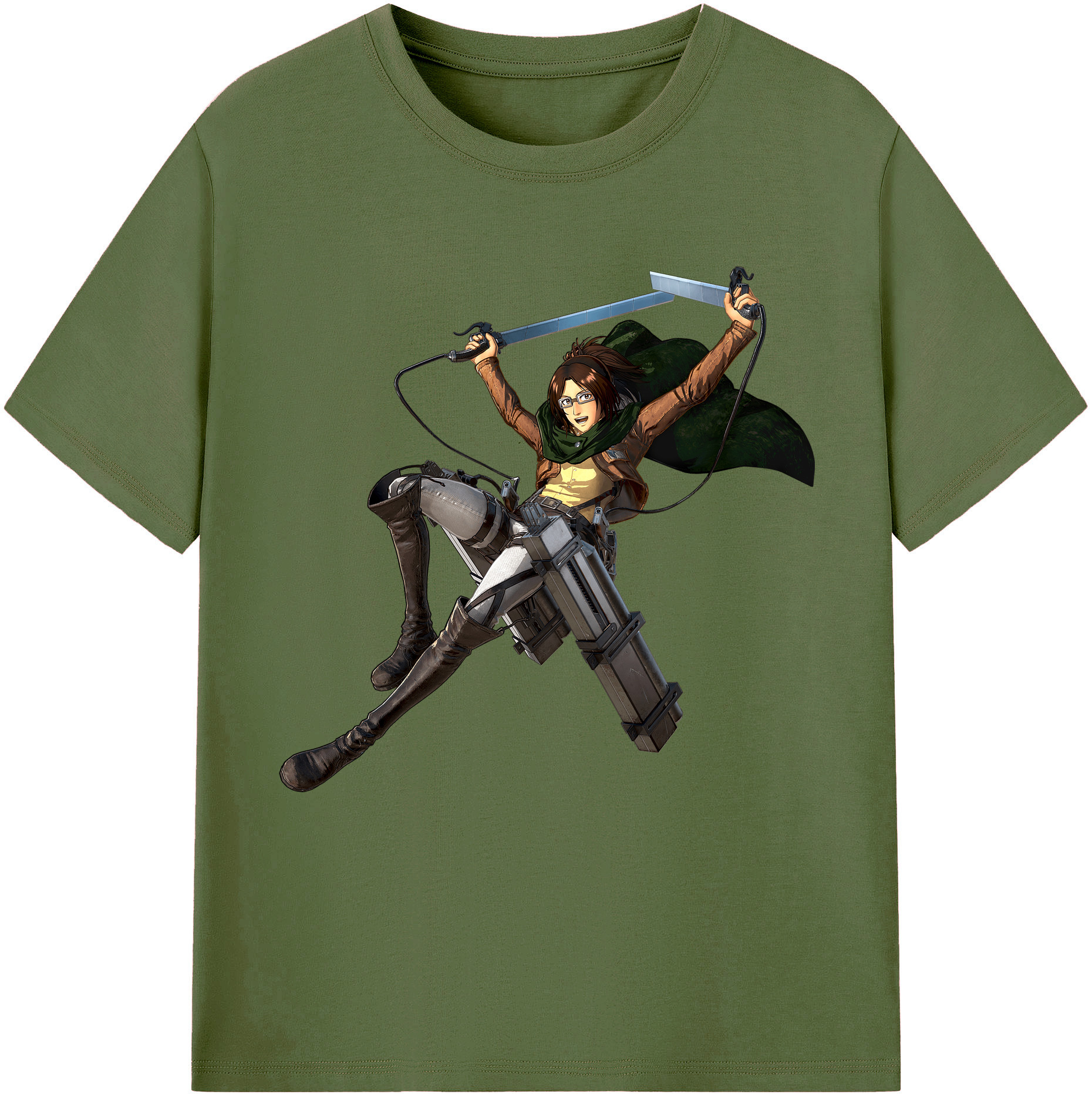（画像用） 進撃の巨人 ハンジ·ゾエ Attack on Titan Hanji Zoe 綿100％半袖Tシャツ（フロントプリント）